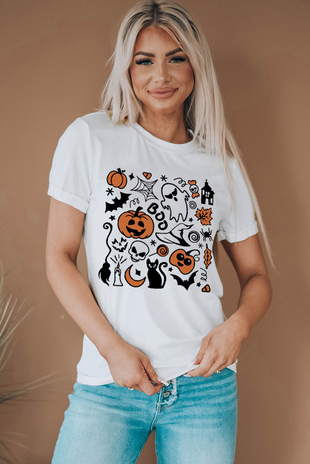 Halloween Graphic Short Sleeve T-Shirt-Jewearrings