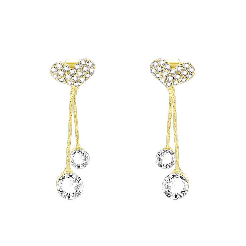 Simple Forest Gold Earrings With Diamonds-Jewearrings