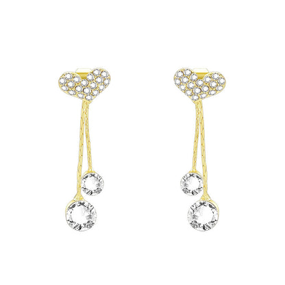 Simple Forest Gold Earrings With Diamonds-Jewearrings