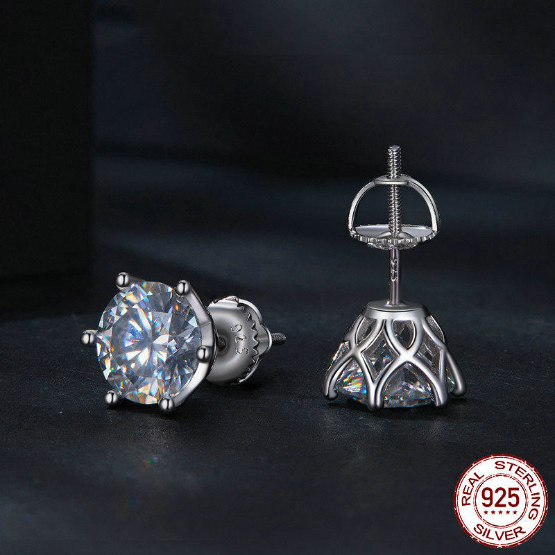 Fashion Six-claw Moissanite Stud Earrings-Jewearrings