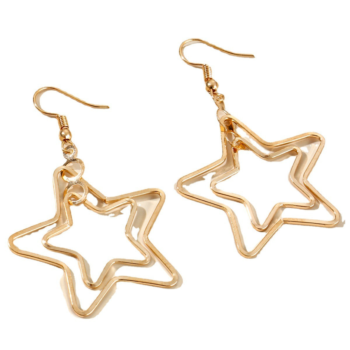 Vintage Hollow Gold Five-pointed Star Earrings WISH Cross-border New-Jewearrings