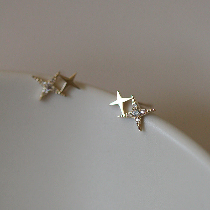 Shrinking Light Little Star Gold Stud Earrings-Jewearrings