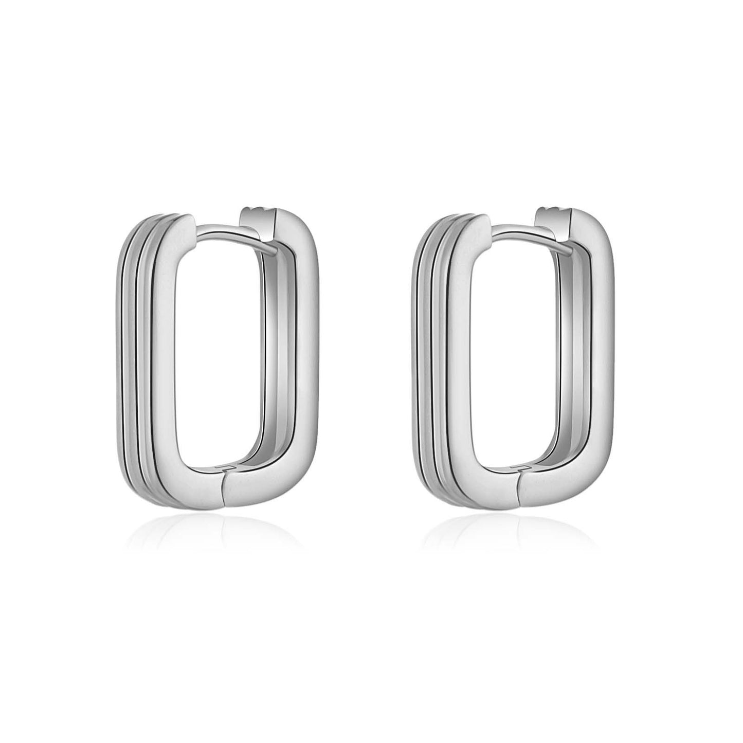 New Simple And Versatile S925 Silver Rectangular Geometric Earrings-Jewearrings