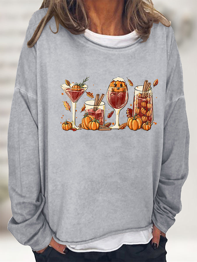 Round Neck Long Sleeve Full Size Graphic Sweatshirt-Jewearrings