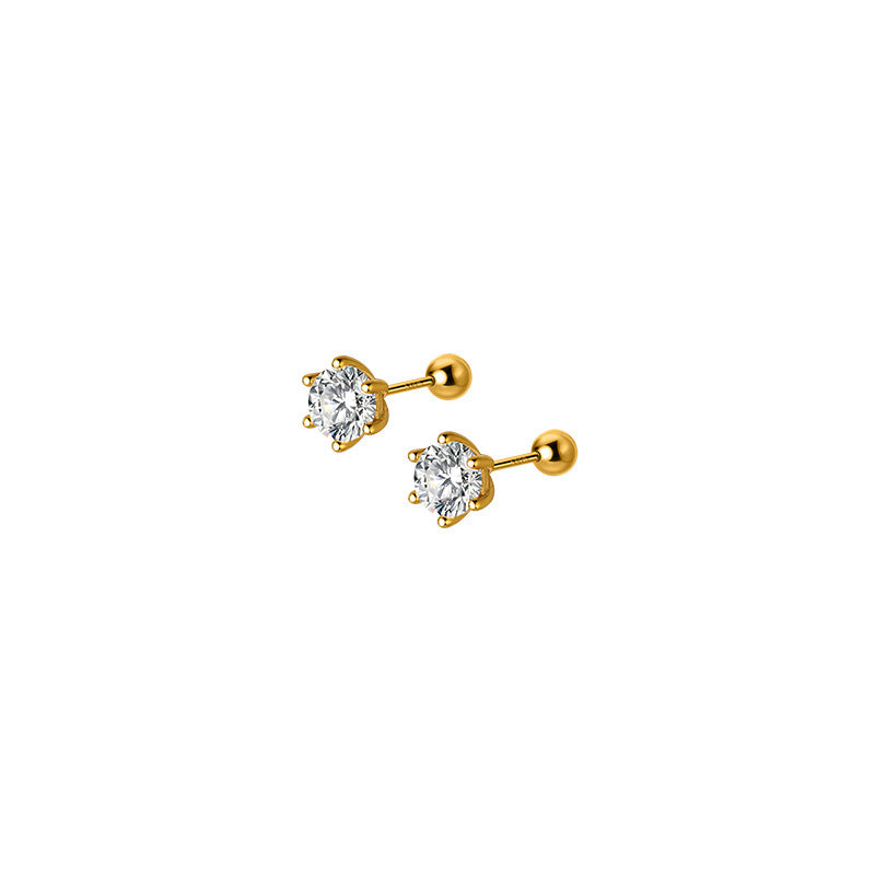 S925 Silver Six Clawed Stud Earrings For Women Simple-Jewearrings