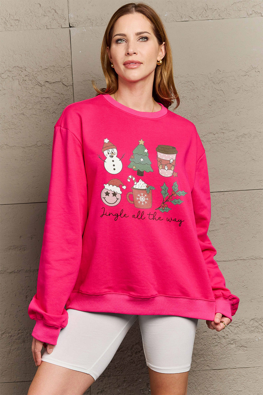 Simply Love Full Size JINGLE ALL THE WAY Long Sleeve Sweatshirt-Jewearrings