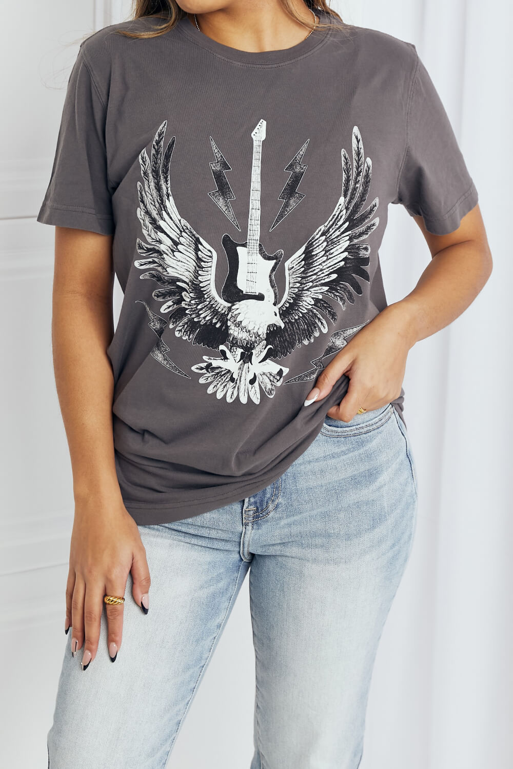 mineB Full Size Eagle Graphic Tee Shirt-Jewearrings