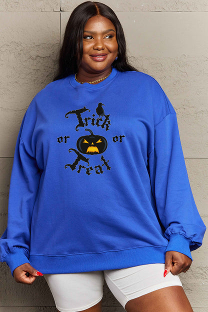 Simply Love Full Size TRICK OR TREAT Graphic Sweatshirt-Jewearrings