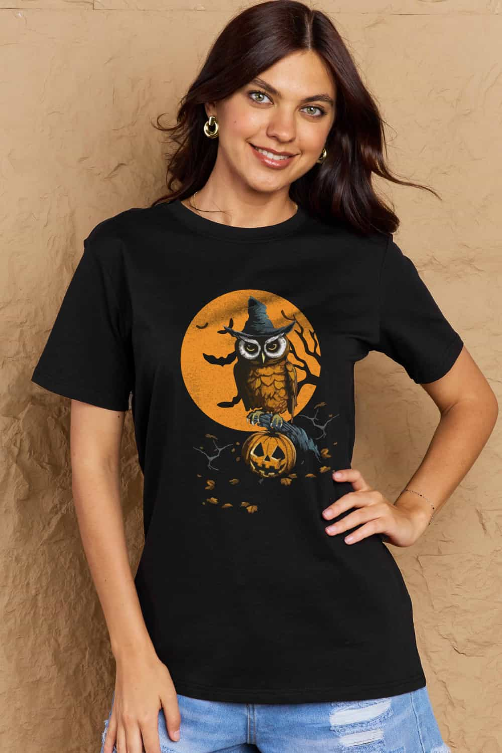 Simply Love Full Size Holloween Theme Graphic Cotton T-Shirt-Jewearrings