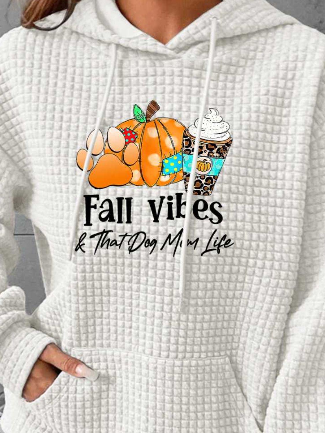 FALL VIBES Graphic Hoodie with Front Pocket-Jewearrings