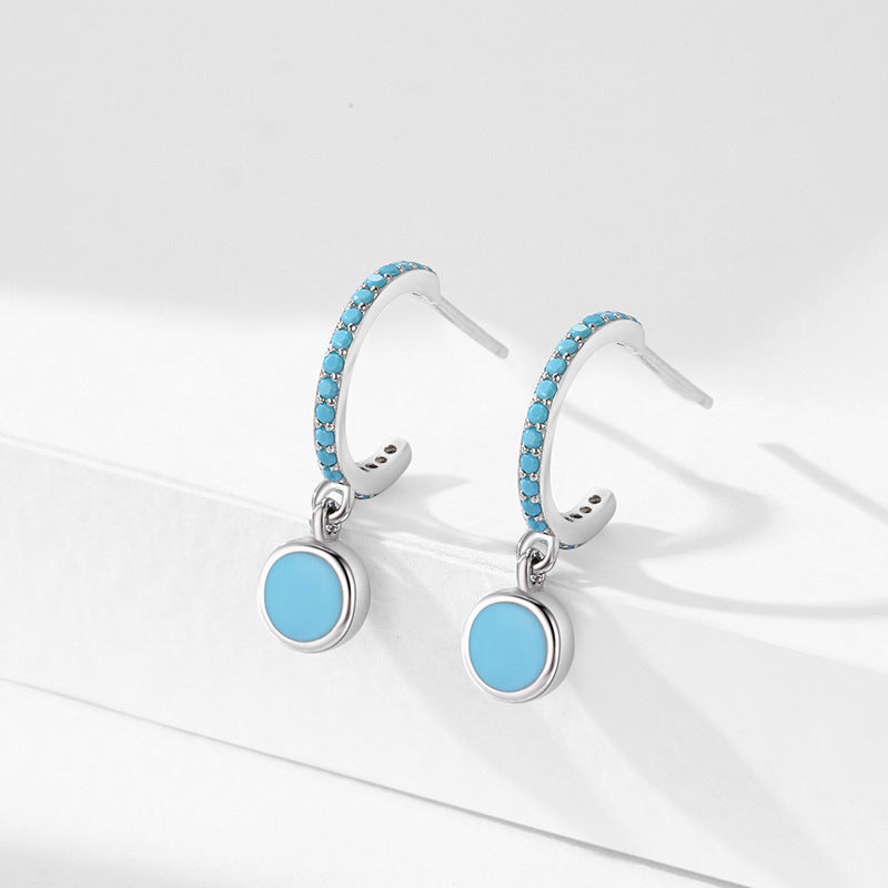 Sterling Silver Retro Enamel Earrings For Women-Jewearrings