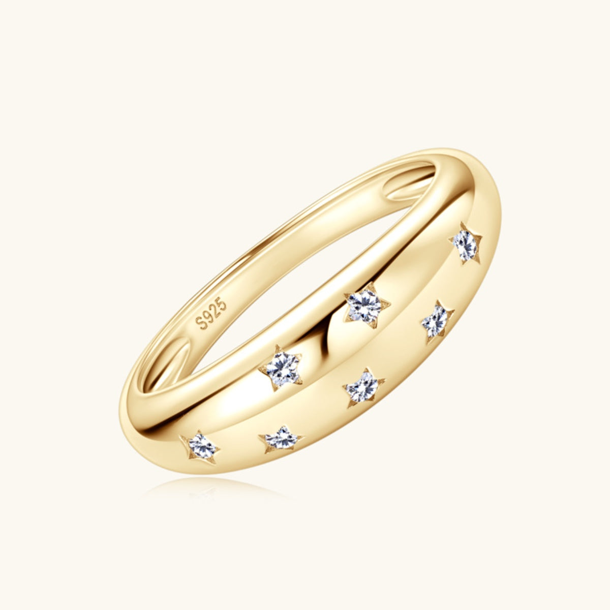 925 Sterling Silver Inlaid Moissanite Star Ring-Jewearrings