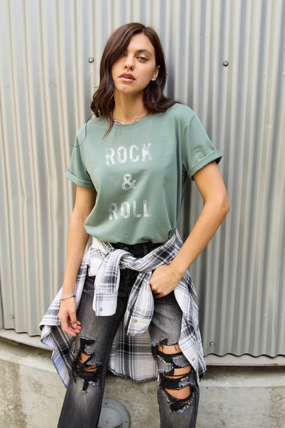 Simply Love Full Size ROCK & ROLL Short Sleeve T-Shirt-Jewearrings