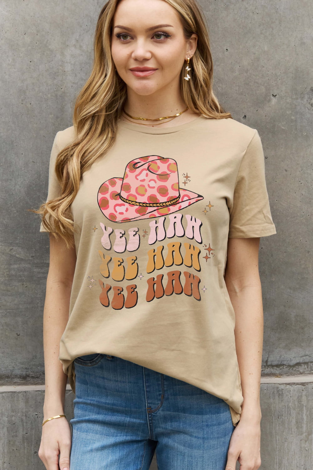 Simply Love Simply Love Full Size YEE HAH YEE HAH YEE HAH Graphic Cotton Tee-Jewearrings