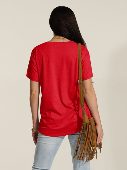 Cat Round Neck Dropped Shoulder T-Shirt-Jewearrings