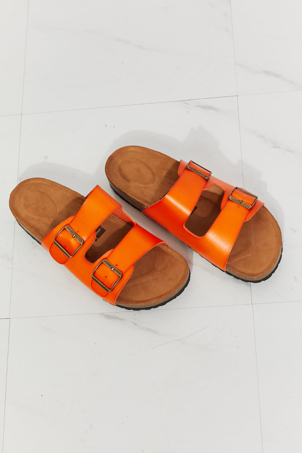 MMShoes Feeling Alive Double Banded Slide Sandals in Orange-Jewearrings