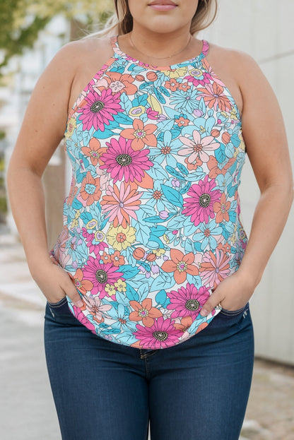 Plus Size Floral Round Neck Tank-Jewearrings