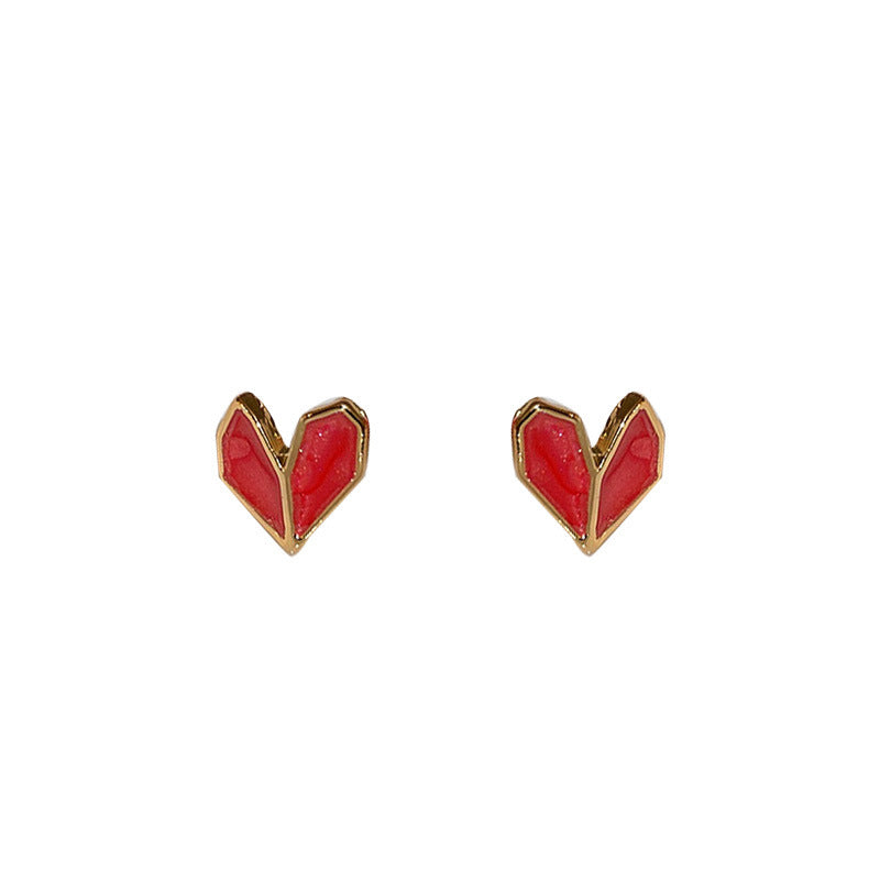 Silver Needle Oil Drop Petal Love Stud Earrings Small And Exquisite-Jewearrings