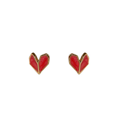 Silver Needle Oil Drop Petal Love Stud Earrings Small And Exquisite-Jewearrings