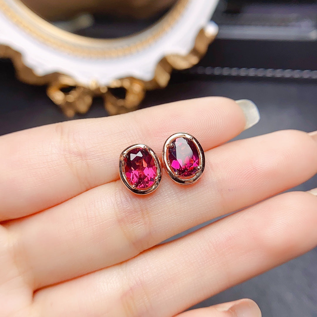 Women's S925 Silver Natural Stone Stud Earrings-Jewearrings