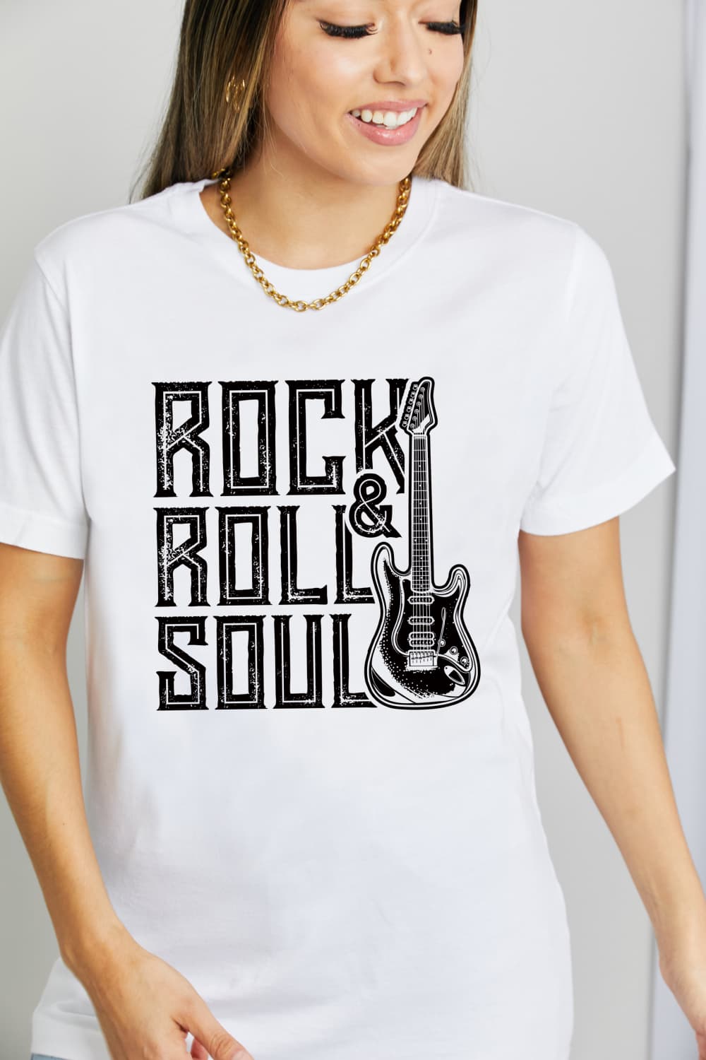 Simply Love Full Size ROCK & ROLL SOUL Graphic Cotton T-Shirt-Jewearrings