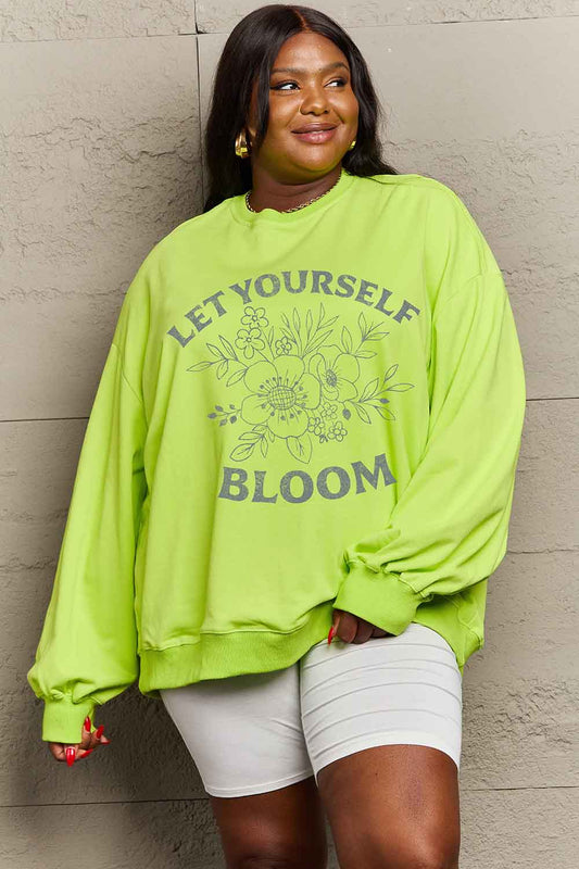 Simply Love Simply Love Full Size LET YOURSELF BLOOM Graphic Sweatshirt-Jewearrings