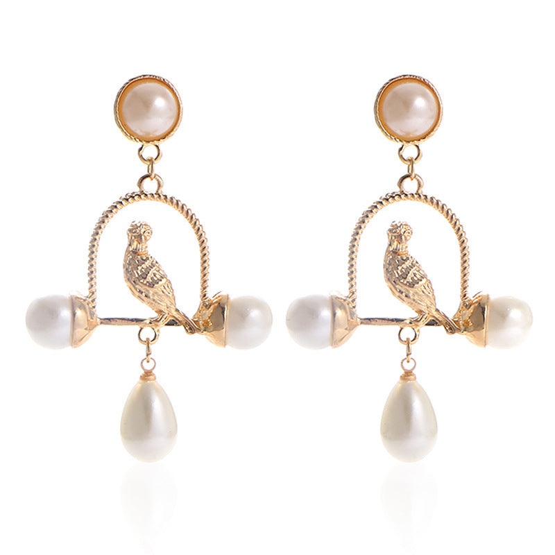 Vintage Birdcage Pearl Earrings Earrings Japan And South Korea-Jewearrings