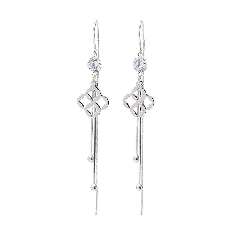 Geometric Earrings Simple Temperament Zircon Sterling Silver Earrings-Jewearrings