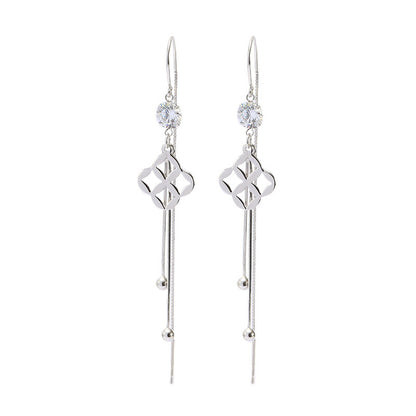 Geometric Earrings Simple Temperament Zircon Sterling Silver Earrings-Jewearrings