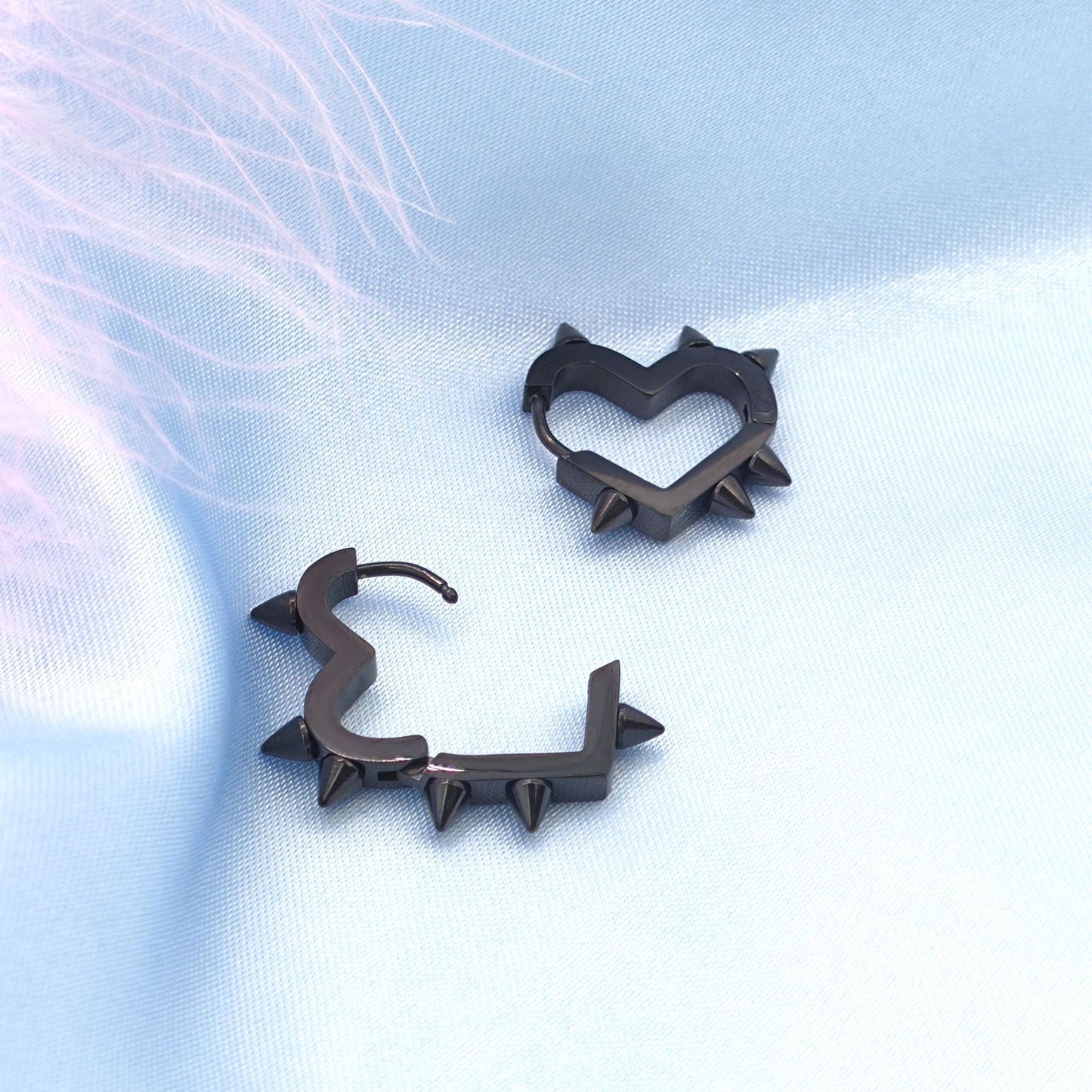 Stainless Steel Love Rivet Earrings Cone Peach Heart Shape Bone Ring Ear Clip-Jewearrings