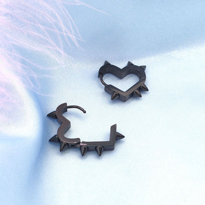 Stainless Steel Love Rivet Earrings Cone Peach Heart Shape Bone Ring Ear Clip-Jewearrings