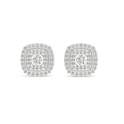 Women's Retro Square Fashion Elegant Micro Inlaid White Zircon Stud Earrings-Jewearrings