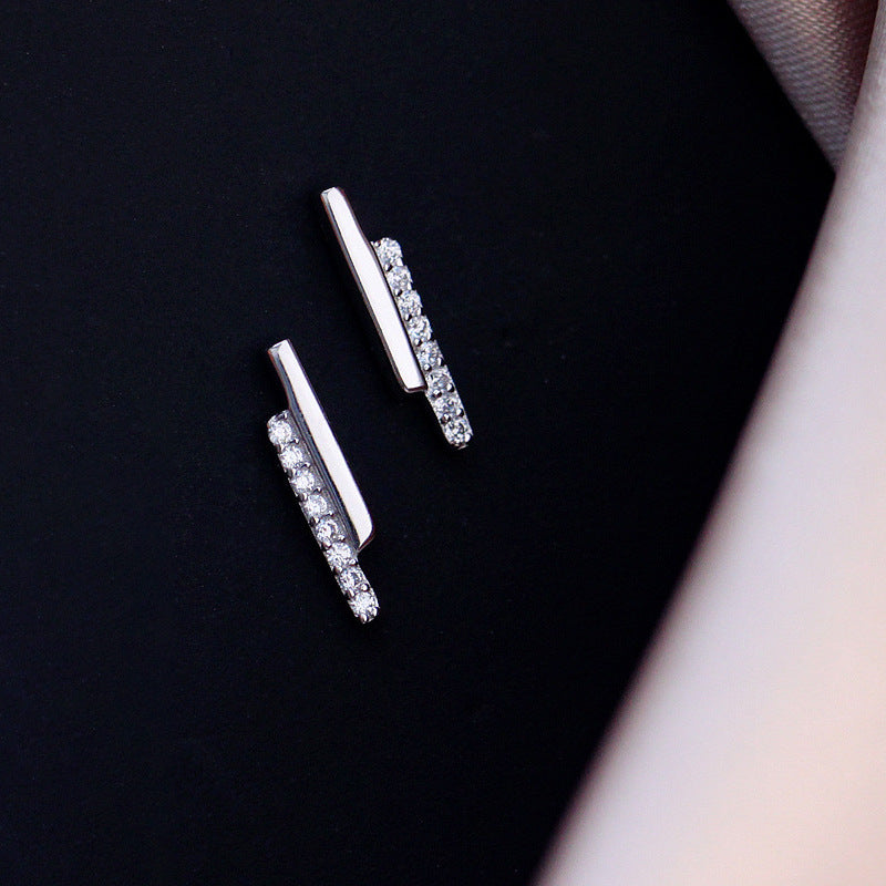 Sterling Silver Earrings Inlaid With Zirconium Japanese And Korean Simple Earrings-Jewearrings