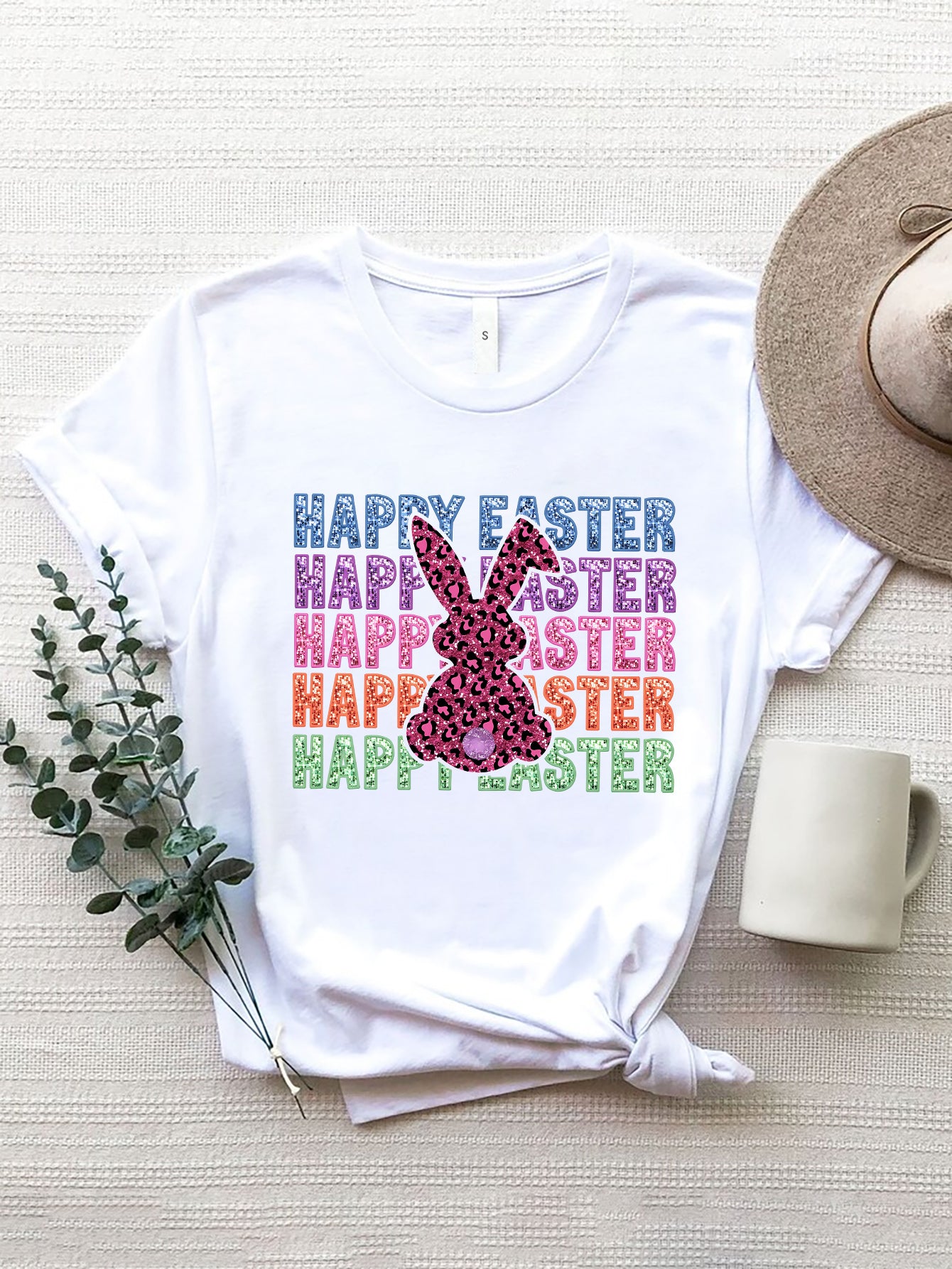 HAPPY EASTER Round Neck Short Sleeve T-Shirt-Jewearrings