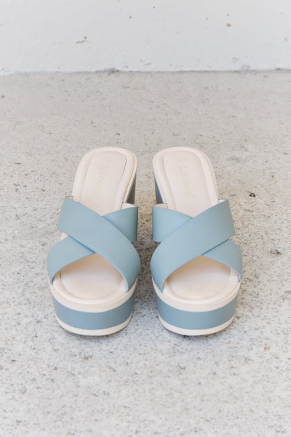 Weeboo Cherish The Moments Contrast Platform Sandals in Misty Blue-Jewearrings