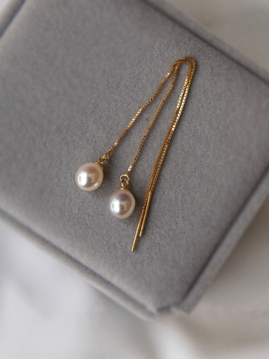 Rice Shape Freshwater Pearl 925 Sterling Silver Earrings-Jewearrings