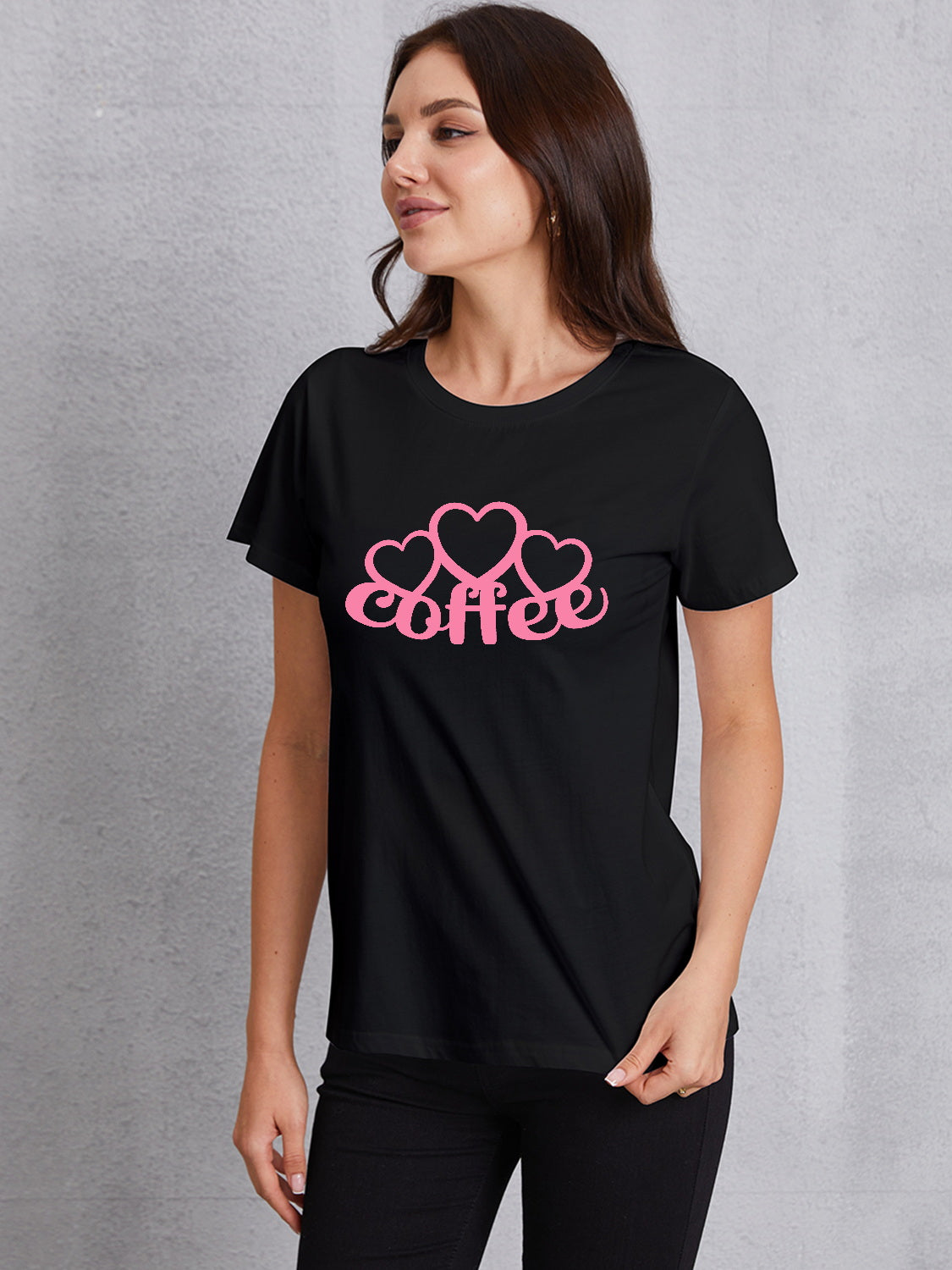 COFFEE Round Neck Short Sleeve T-Shirt-Jewearrings