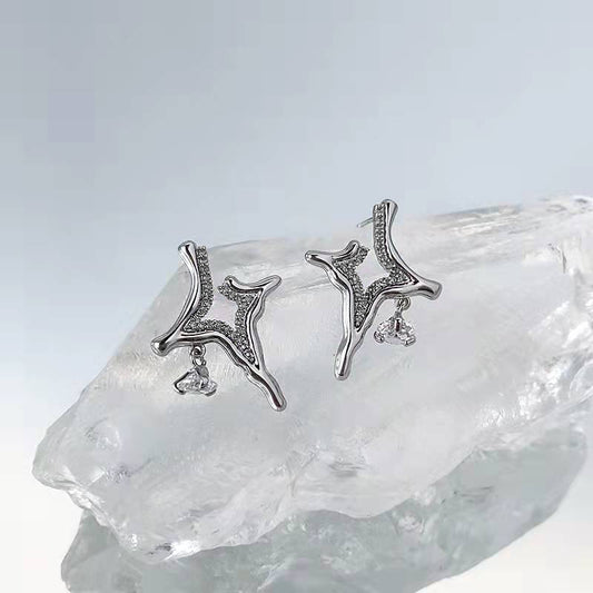 Four Eight-pointed Stars Stud Earrings For Women-Jewearrings