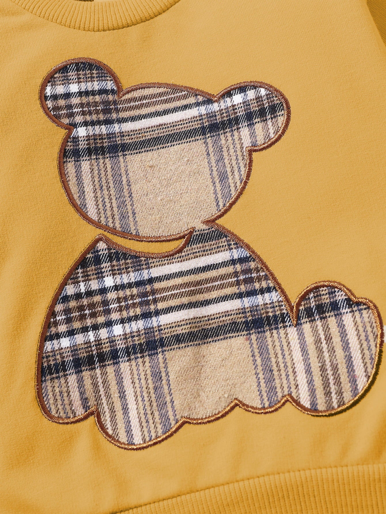 Plaid Bear Graphic Tee and Plaid Print Pants Kit-Jewearrings