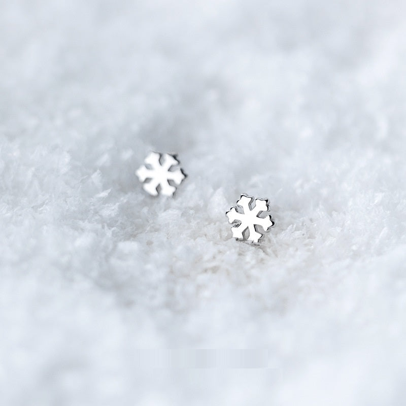 925 Sterling Silver Snowflakes Beads Screw Stud Earrings-Jewearrings