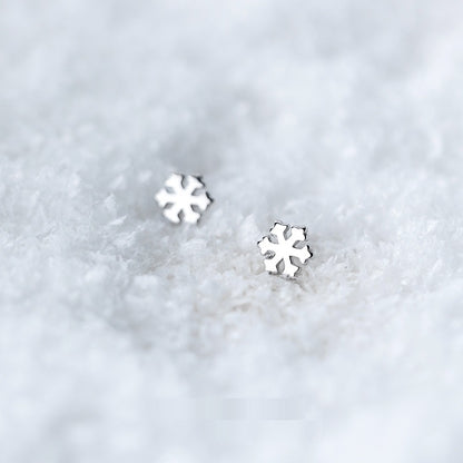 925 Sterling Silver Snowflakes Beads Screw Stud Earrings-Jewearrings