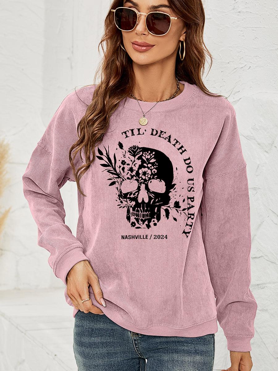 Skull Graphic Dropped Shoulder Sweatshirt-Jewearrings