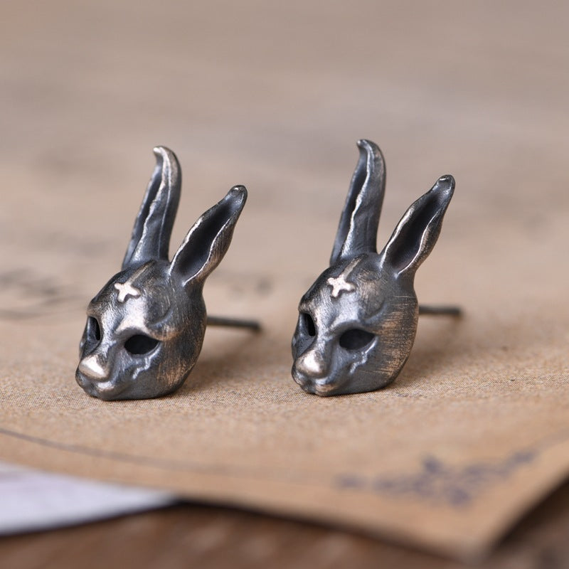 Women's Creative Design Thai Silver Rabbit Earrings-Jewearrings