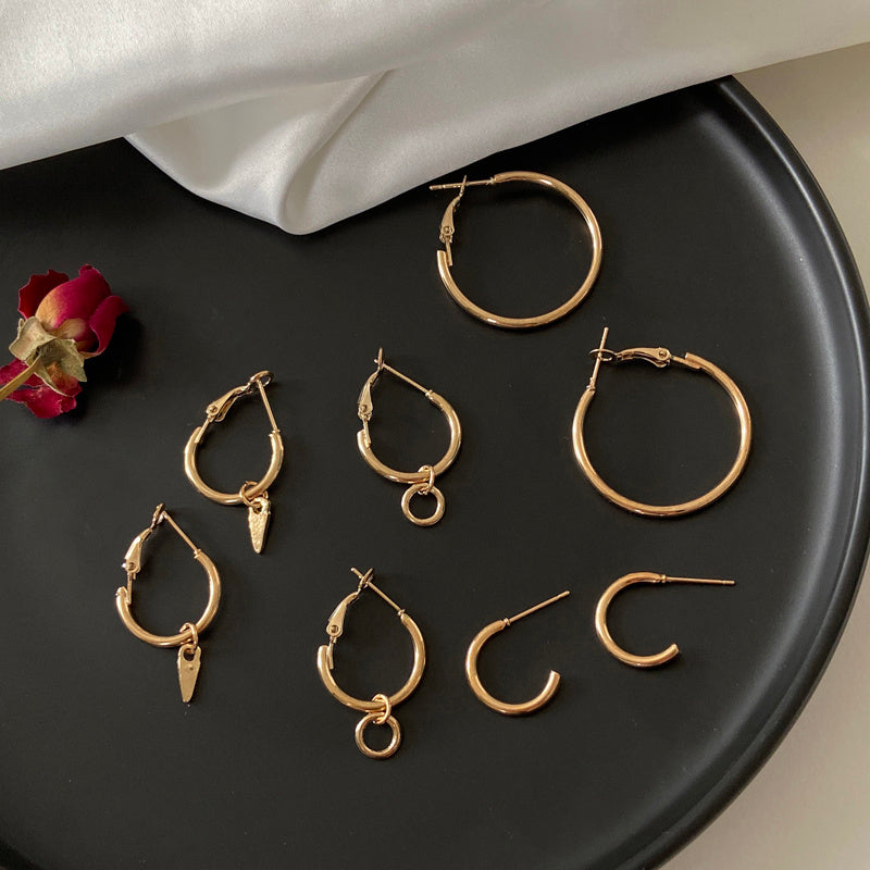 Metal Four-Piece Hoop Earrings-Jewearrings