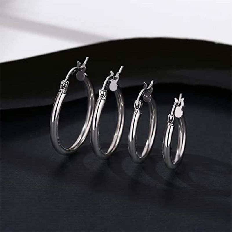 S925 Sterling Silver Earrings Female Personality Simple-Jewearrings