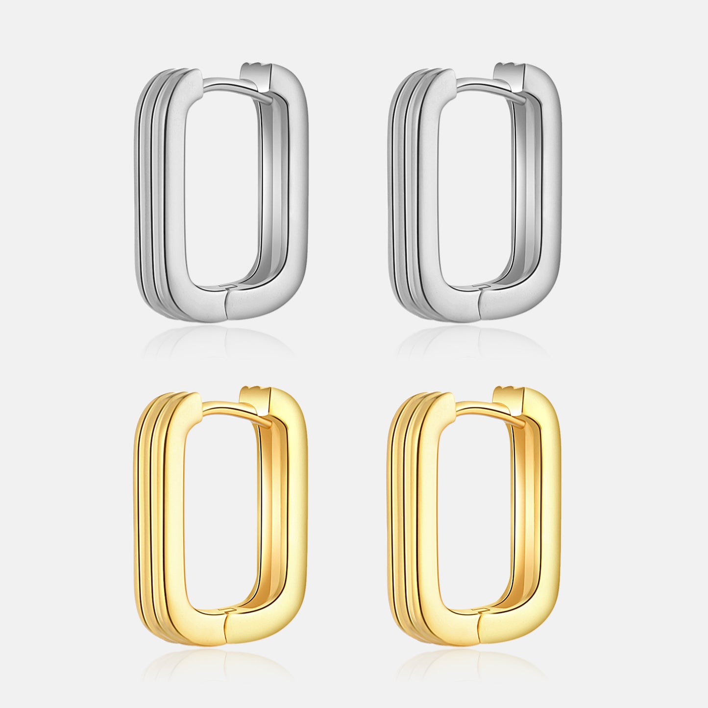 New Simple And Versatile S925 Silver Rectangular Geometric Earrings-Jewearrings