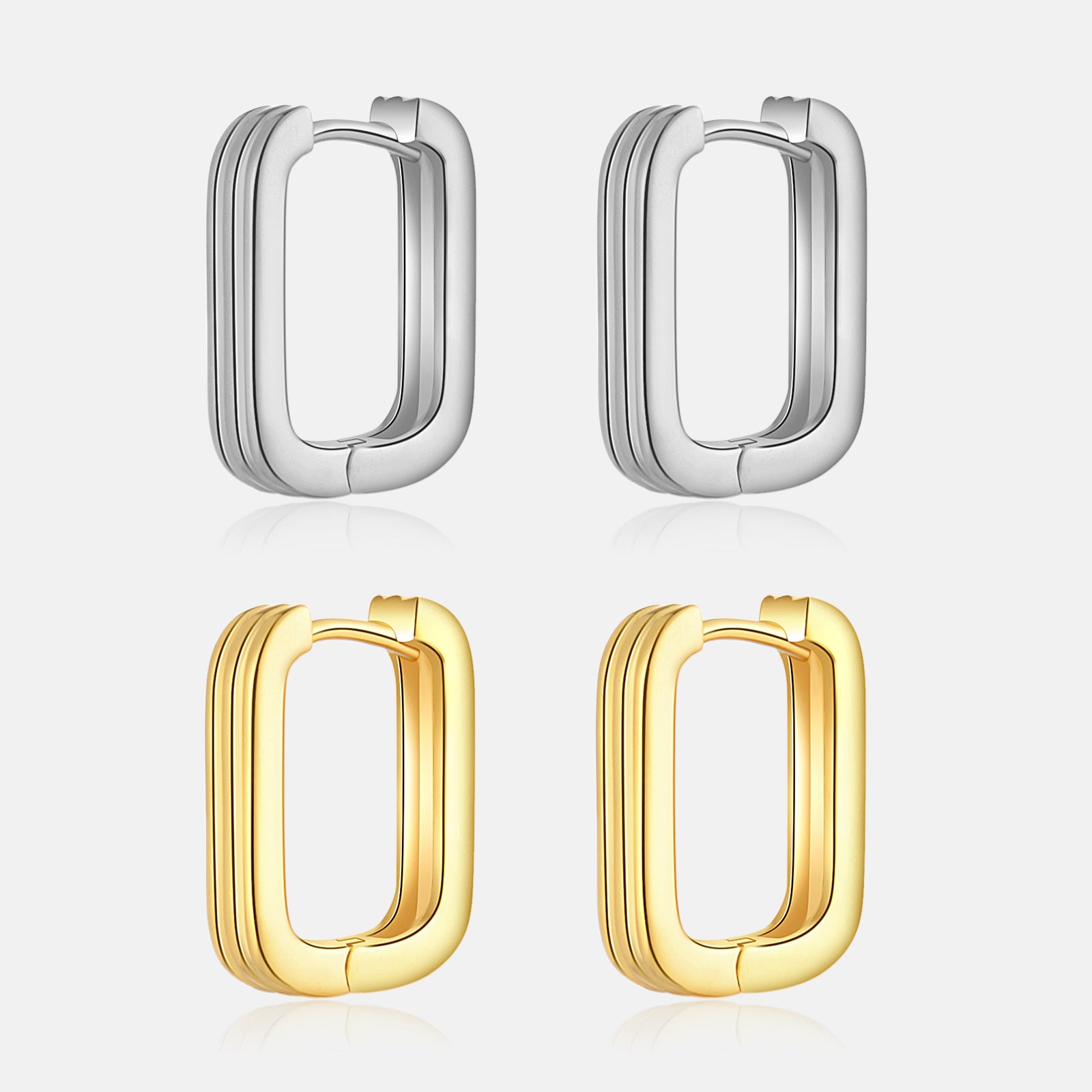 New Simple And Versatile S925 Silver Rectangular Geometric Earrings-Jewearrings