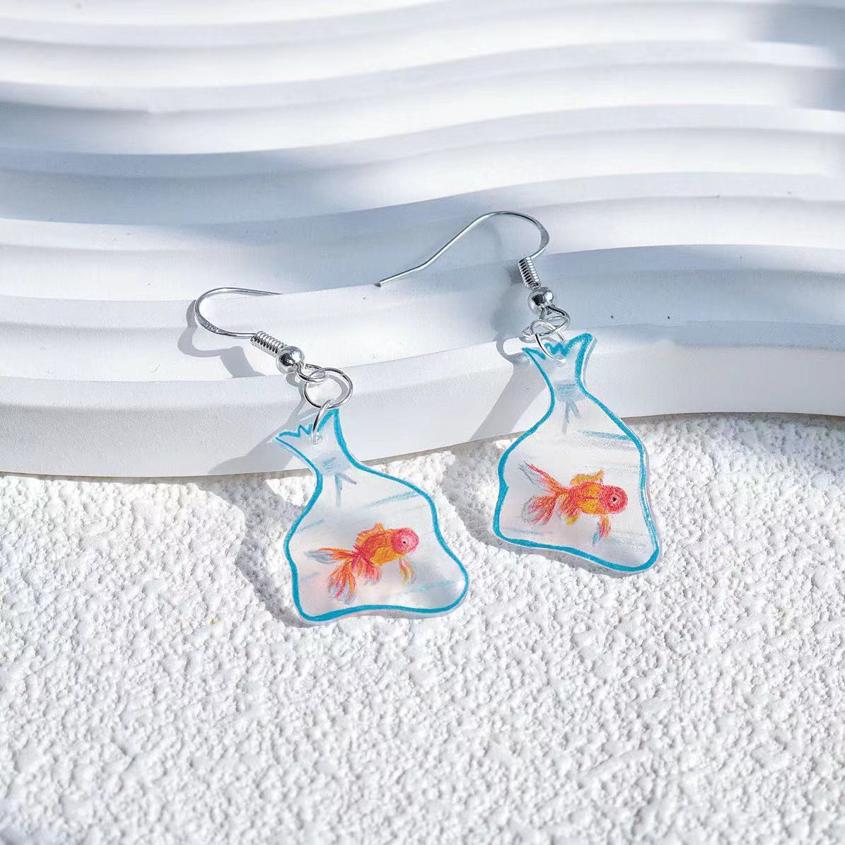 Pocket Goldfish Sterling Silver Earrings Non-piercing Ear Clip-Jewearrings