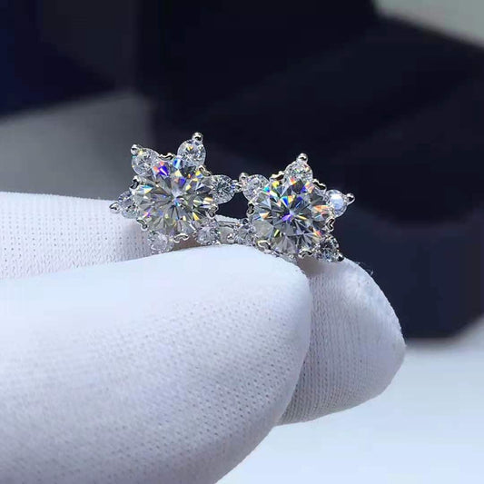 Authentic D-color Moissanite Star Earrings For Women-Jewearrings