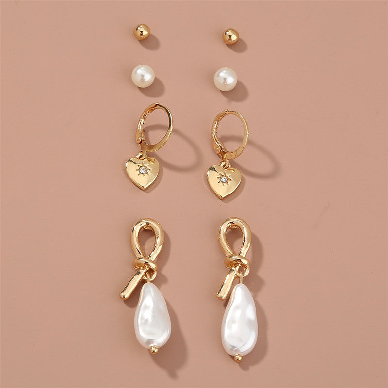 Simple Temperament Wild Pearl Love Earrings-Jewearrings